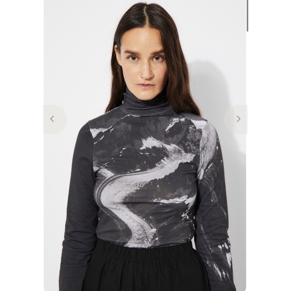 NWT RITA ROW Tallada Top Mountain Print Long Sleeve Turtleneck Shirt L